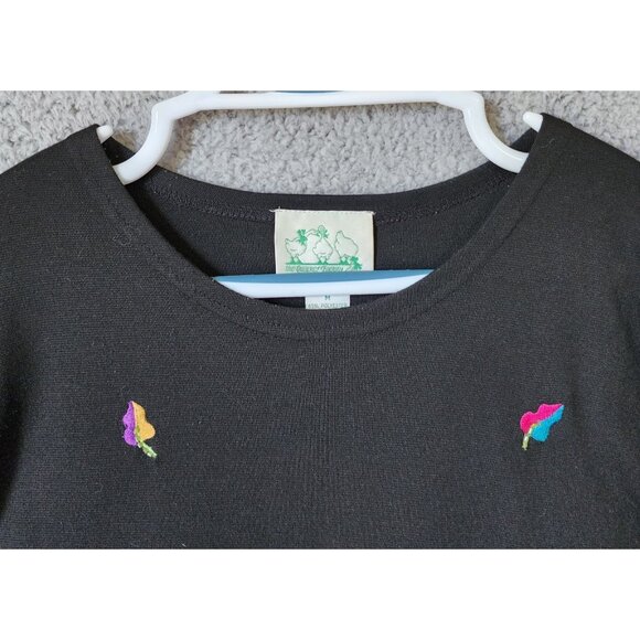 The Quacker Factory Women's Sz M L/S Shirt Halloween Autumn Pumpkin Patch Black - Picture 2 of 12